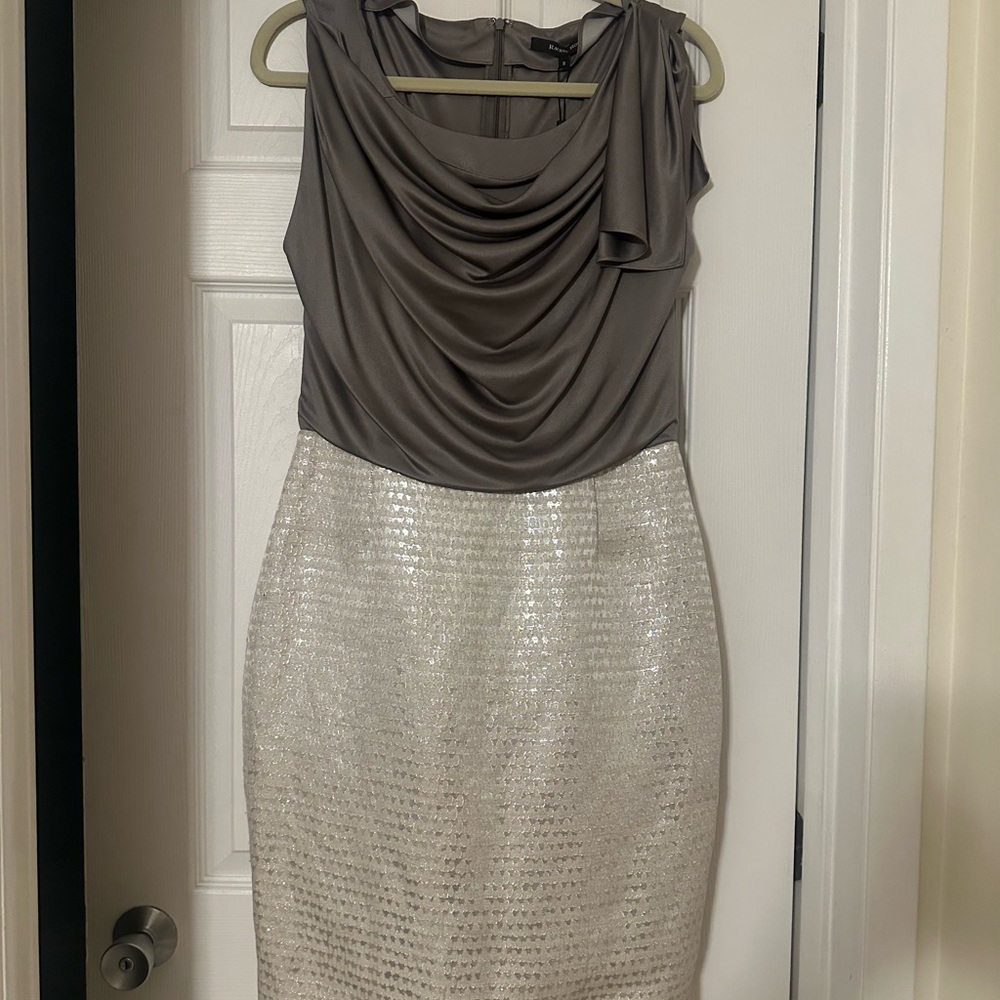 Rachel Roy Metallic Gray/Taupe Midi Dress